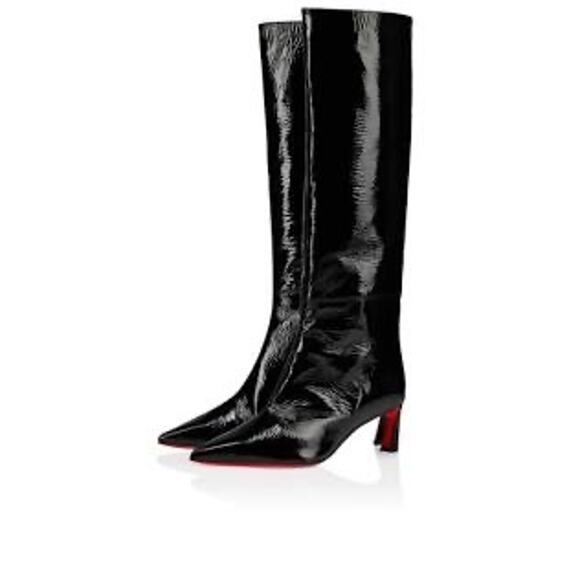 Christian Louboutin Condorocombo 55 Black Patent Leather Knee Boots 41 BNIB - Picture 1 of 8